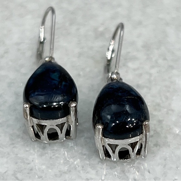 Australian Vivianite Sterling Silver Lever Back Earrings - Picture 4 of 11